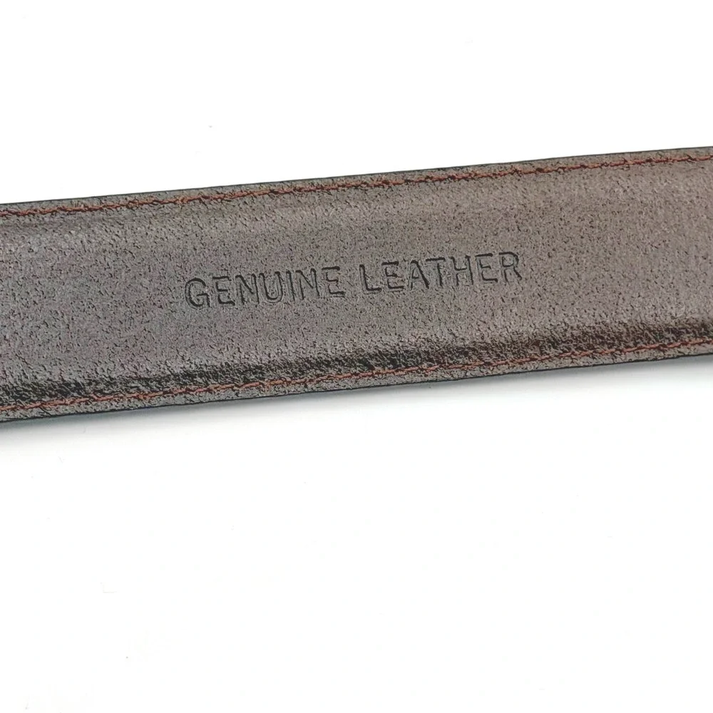 Fossil Brown‎ Croc Embossed Leather Belt Size 38 Silver Enraved Westerncore